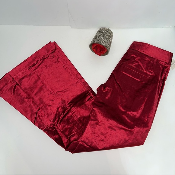 Free People Walk With You Velvet Trousers In Cherry Juice Color- New With Tag - Picture 3 of 13